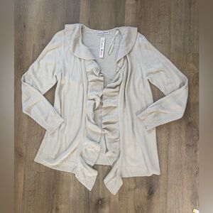 Carol Rose Beige Ruffle Cardigan 🍁🥮🍂